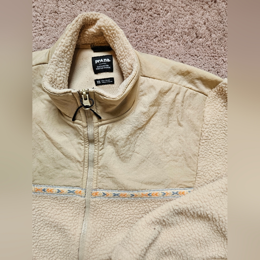 Prana Hurricane Full Zip Sherpa Jacket Cliffside Ivory Standard Fit Womens XS
